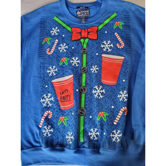 American Rag Sweatshirt Size M Holiday Party Christmas In July Pullover Beerpong - Picture 3 of 6